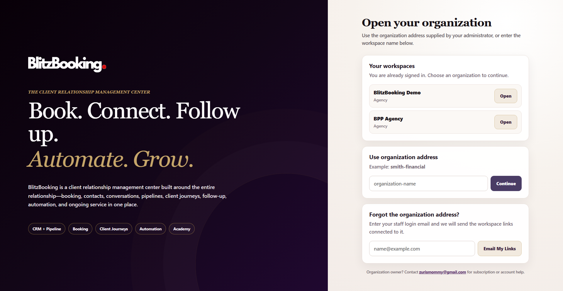 BlitzBooking application entrance